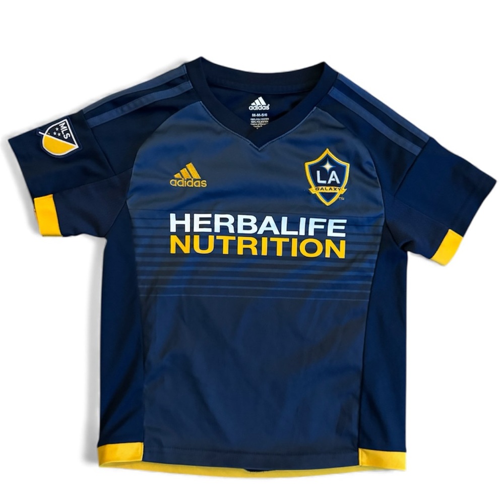 Adidas Kids LA Galaxy Giovani Dos Santos Navy and Yellow Jersey